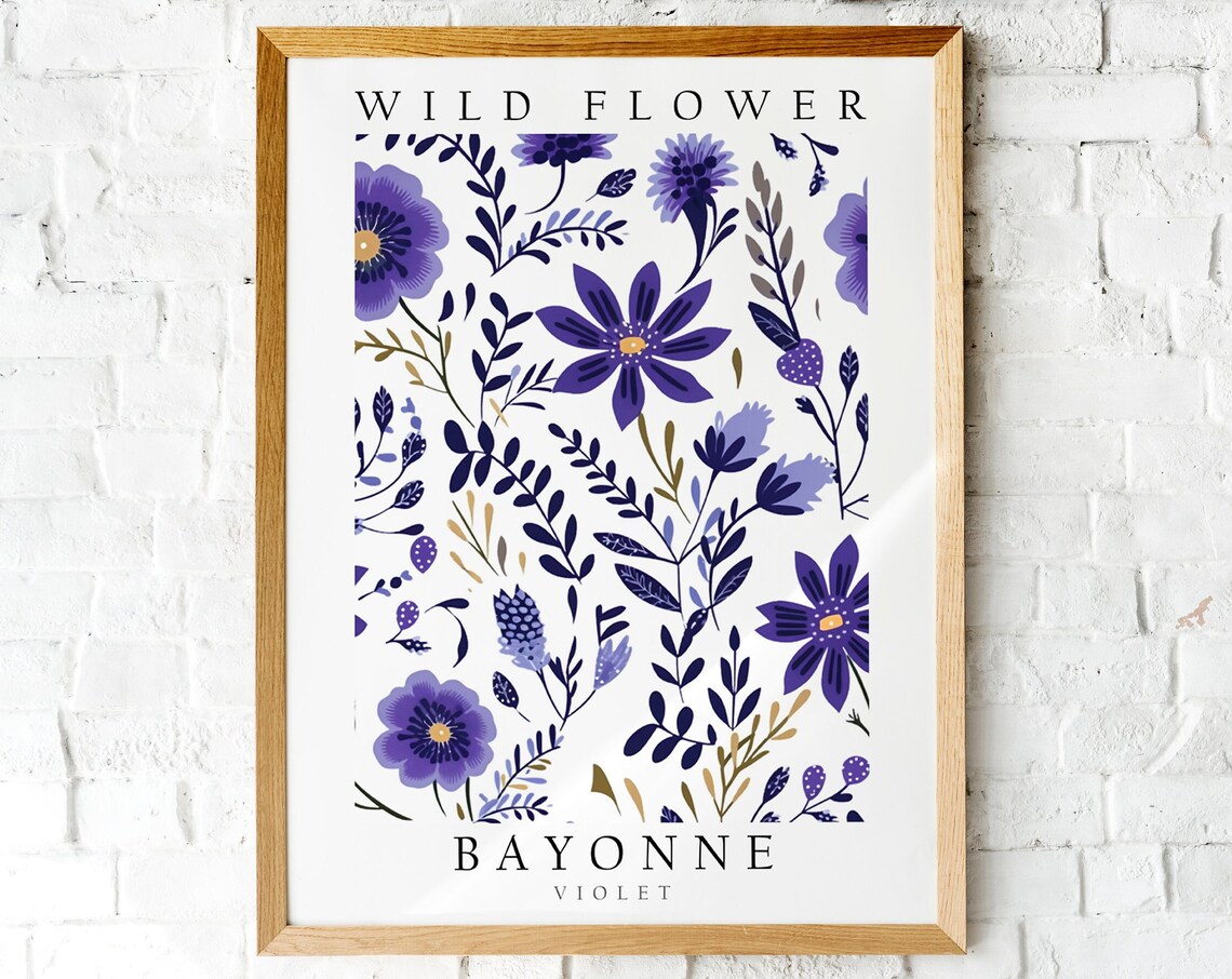 Bayonne Violet Wild Flower Botanical Purple Floral Art Poster