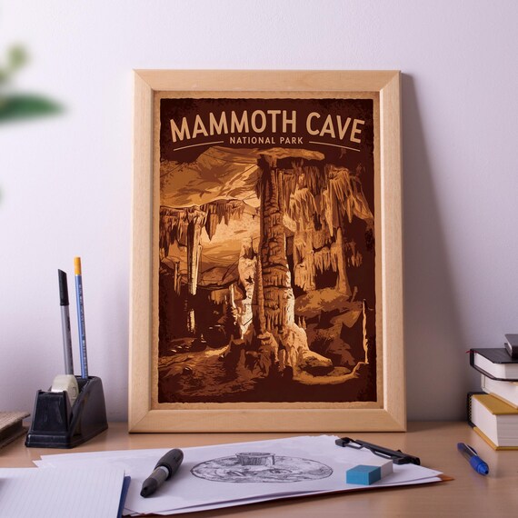 Mammoth Cave National Park Retro Cave Interior Travel Poster