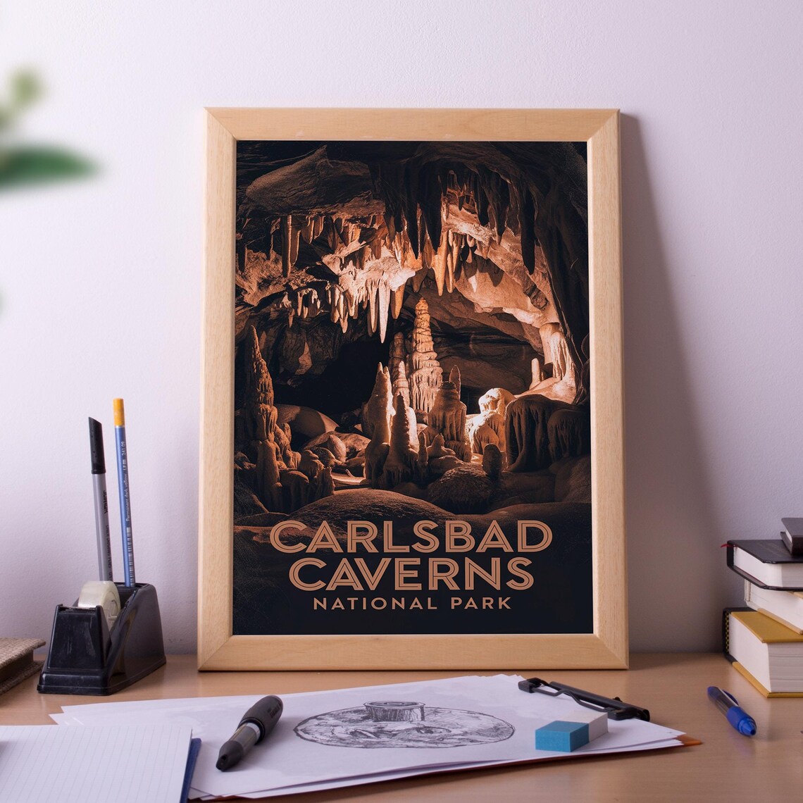 Carlsbad Caverns National Park Cave Stalactites Travel Poster