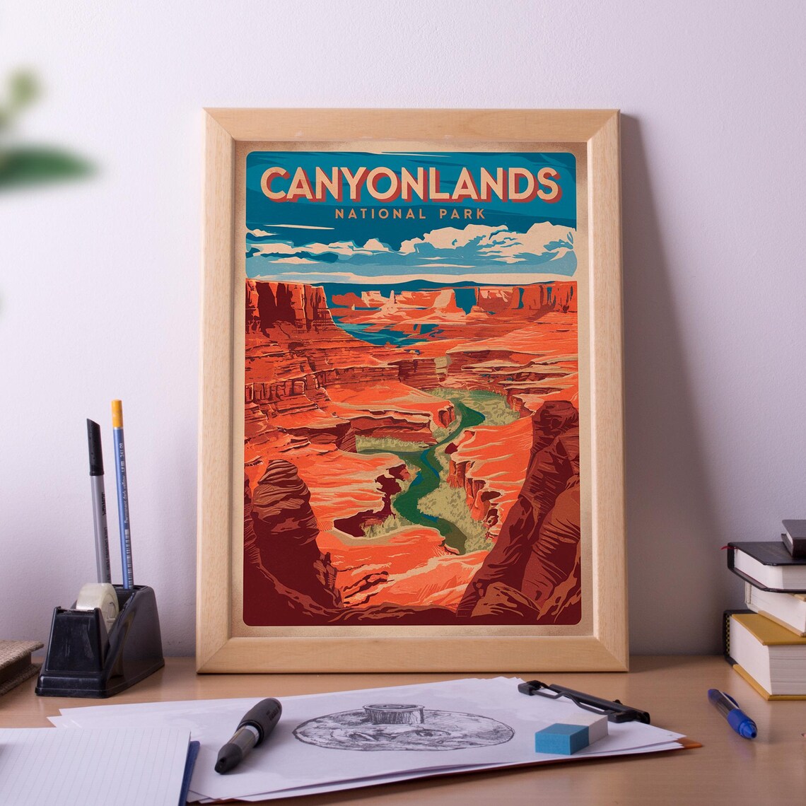 Canyonlands National Park Red Rocks Vintage Travel Poster Art