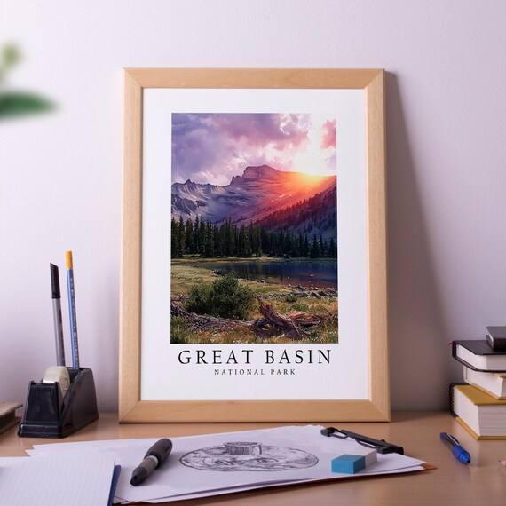 Great Basin National Park Sunset Mountain Lake Scenic Poster