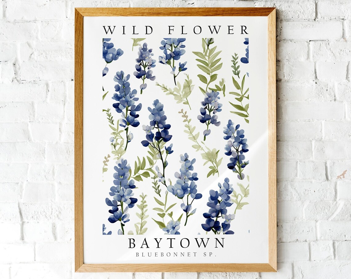 Baytown Bluebonnet Wild Flower Texas Botanical Floral Poster
