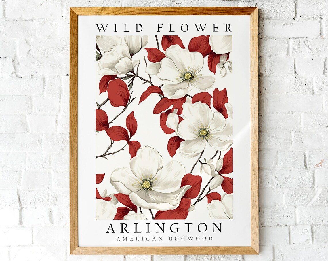 Arlington American Dogwood White Bloom Wild Flower Art Poster