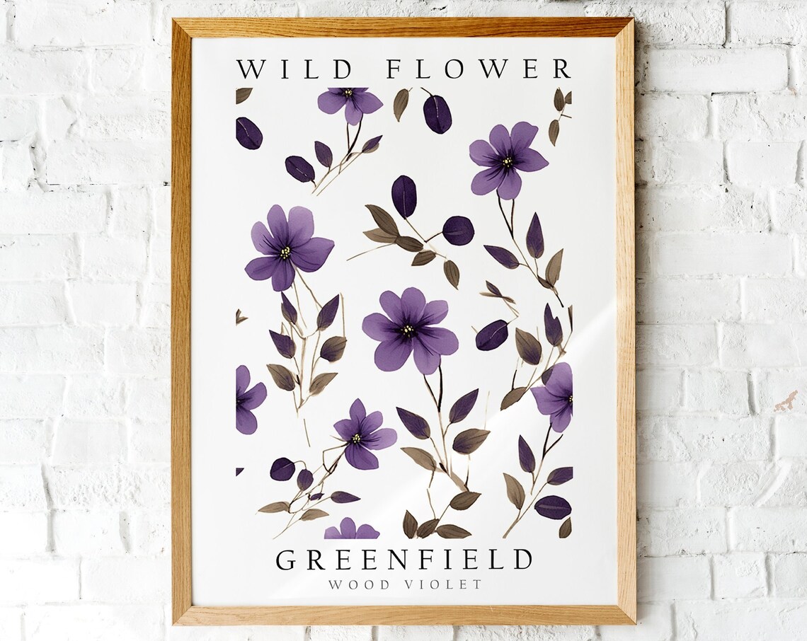 Greenfield Wood Violet Purple Wild Flower Botanical Art Poster