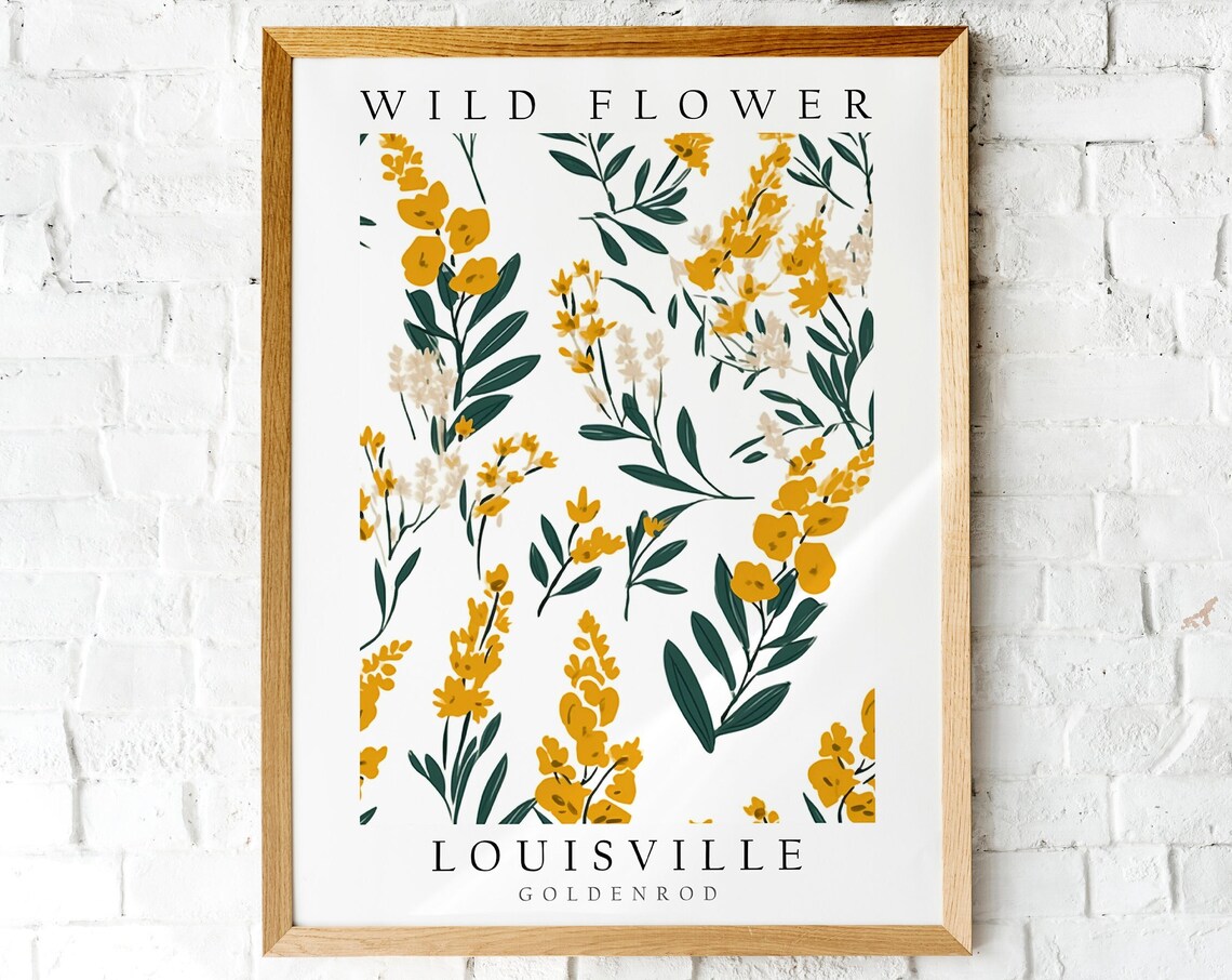 Goldenrod Wildflower Louisville Botanical Print Yellow Floral Meadow