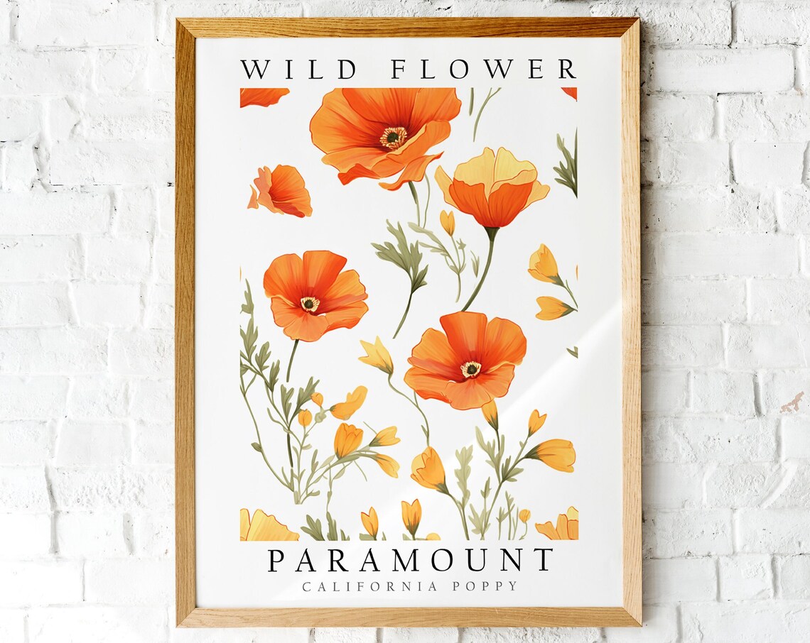 Paramount California Poppy Wild Flower Vintage Botanical Poster