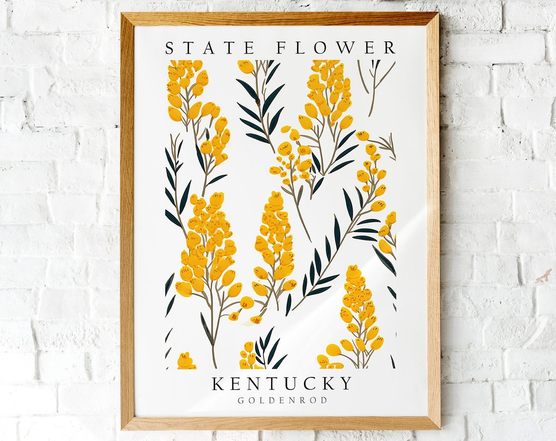 Kentucky Goldenrod State Flower Vintage Botanical Wall Print