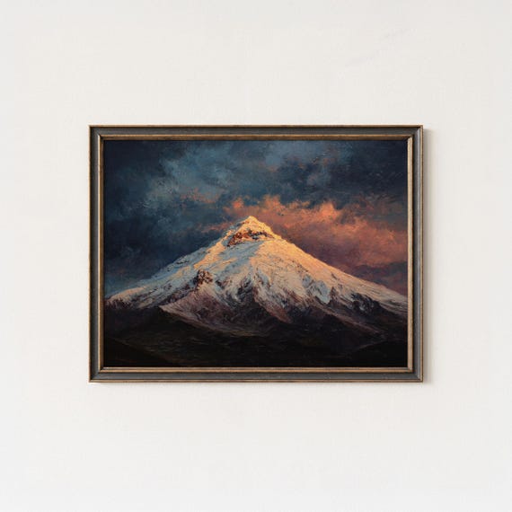 Cotopaxi Volcano Sunset Painting Ecuador Andes Landscape Art