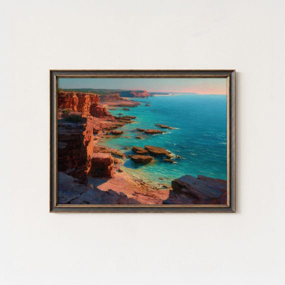 Bay Australia Print Coastal Cliffs Turquoise Ocean Landscape