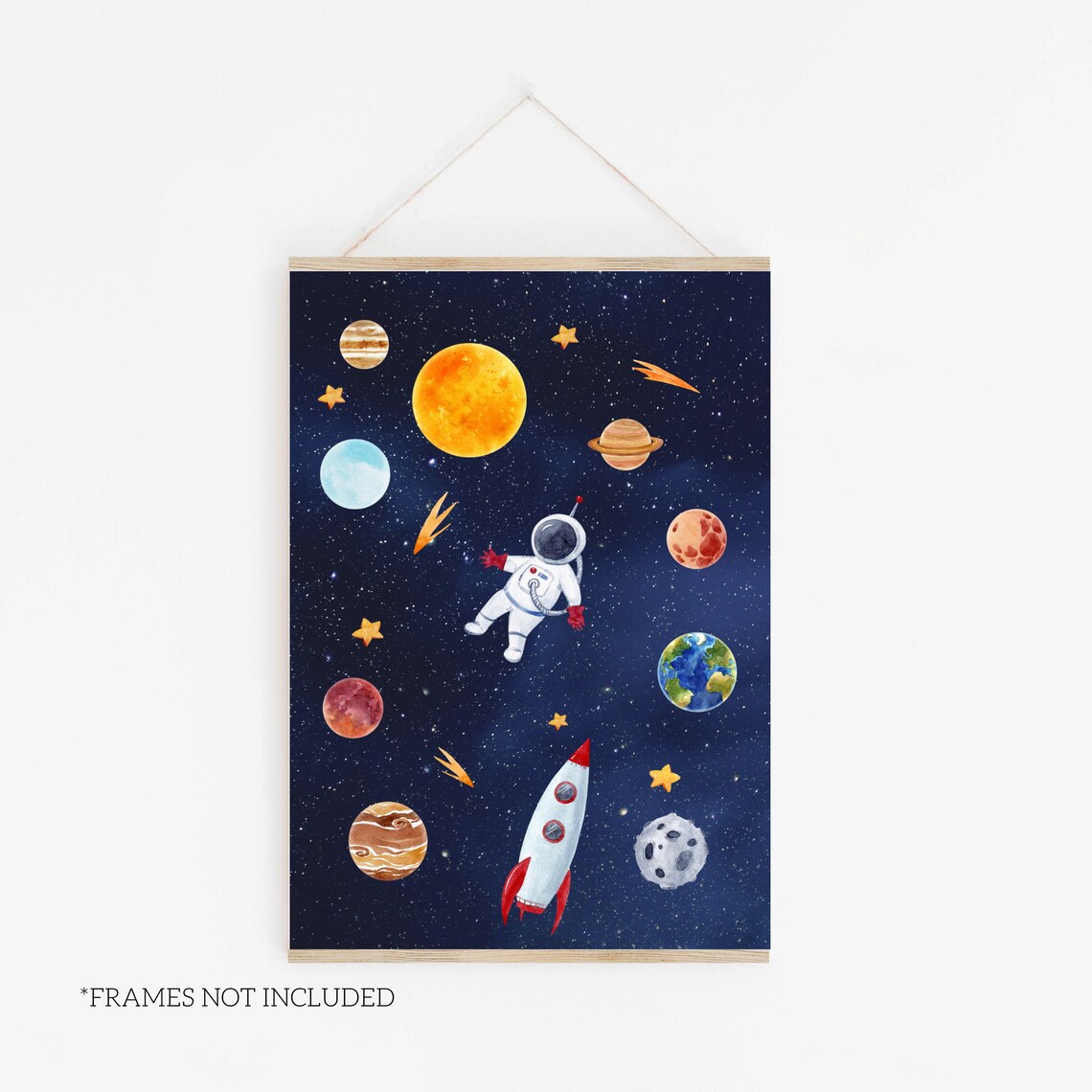 Space Theme Art Print, Boys' and Girls' Room Decor