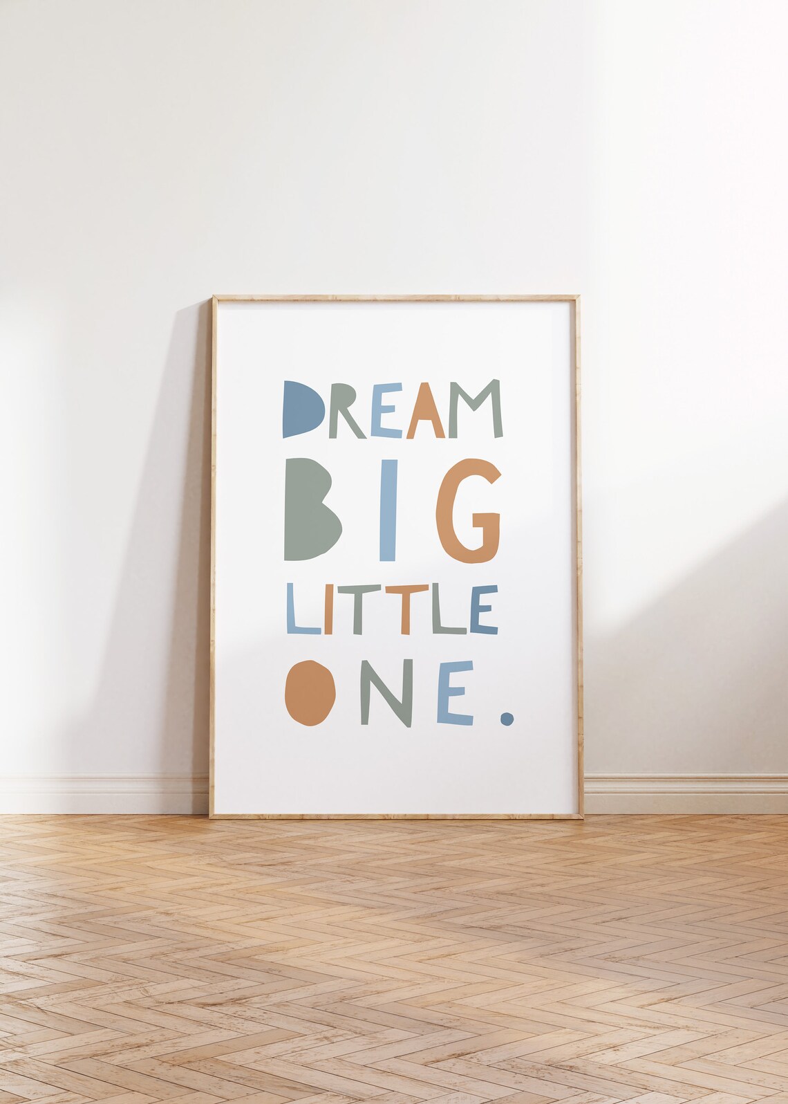 Dream Big Little One Colorful Block Letter Nursery Kids Room Poster - Image 2