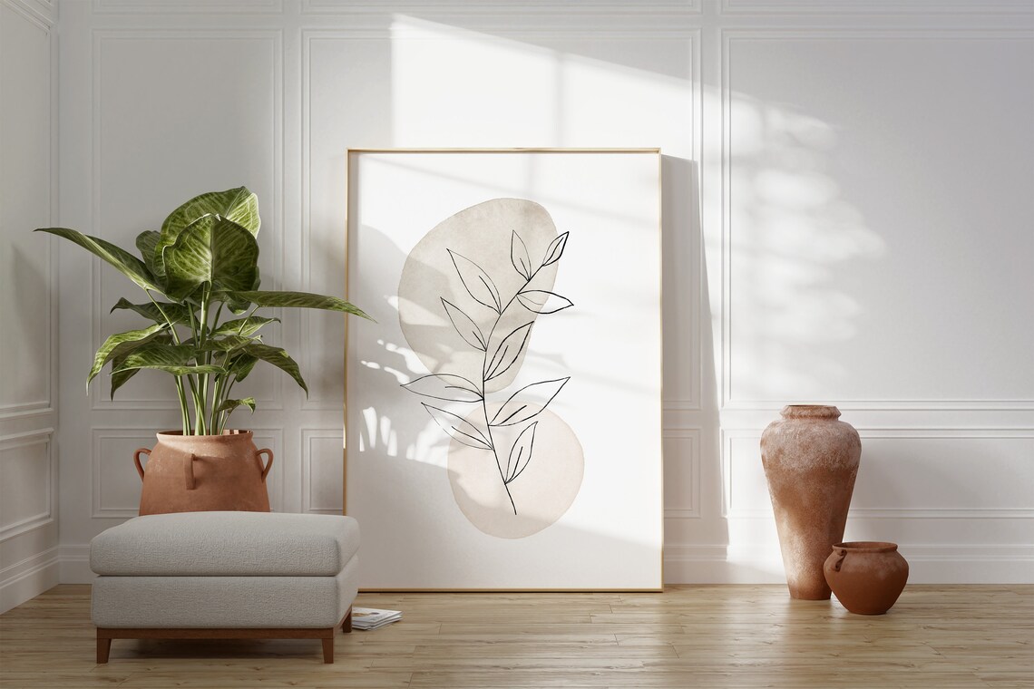 Botanical Line Art Neutral Home Decor Art Print