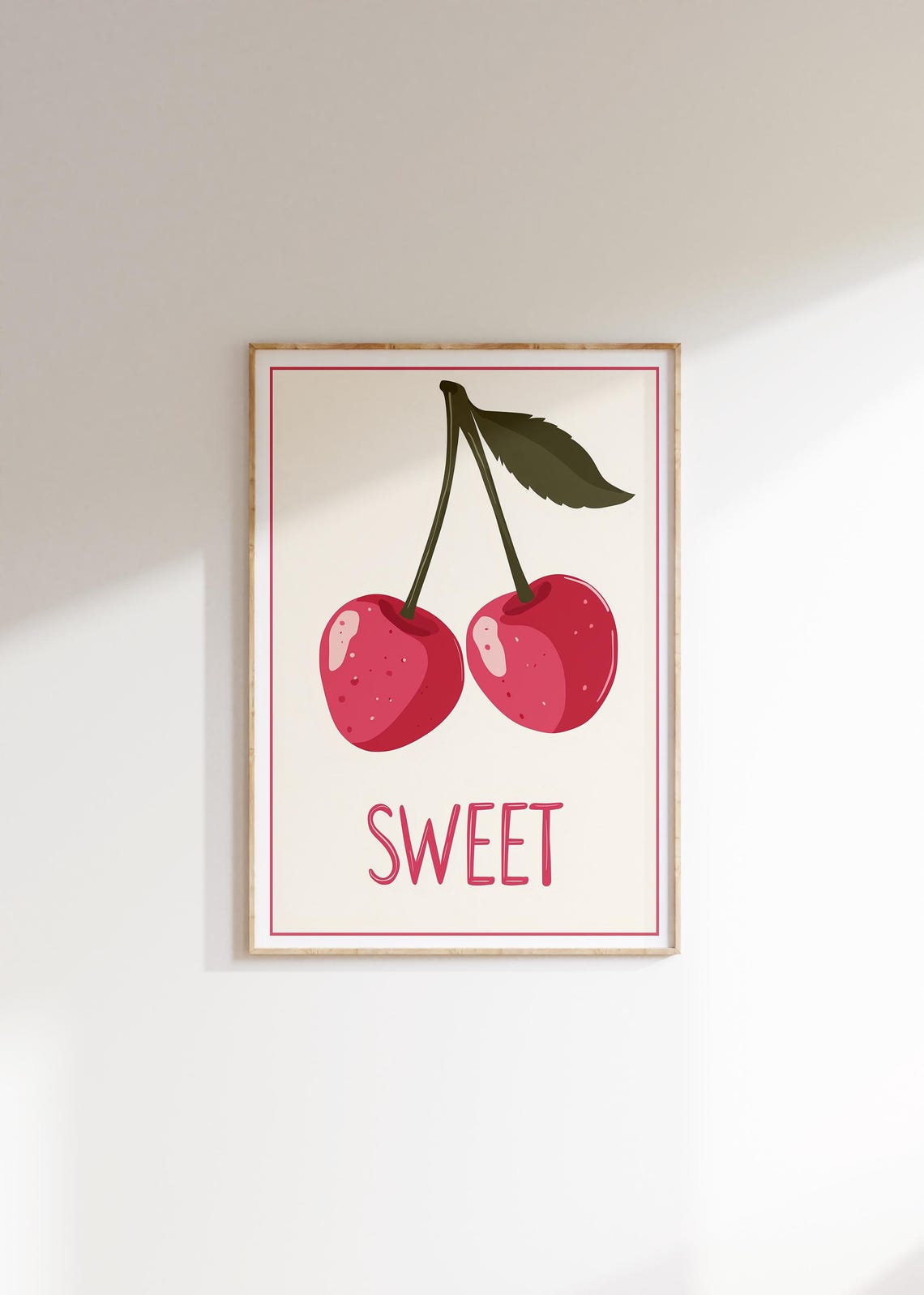 Sweet Red Cherry Minimalist Retro Kitchen Print Cute Wall Poster - Image 3