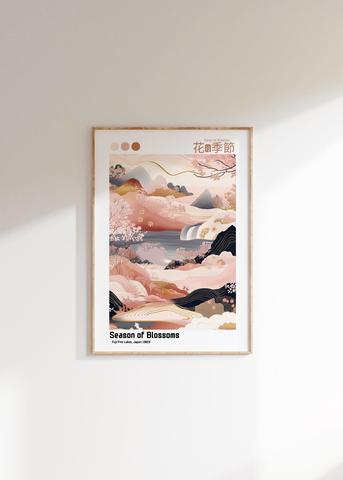 Season of Blossoms Fuji Five Lakes Japan Cherry Blossom Travel Poster - Image 2
