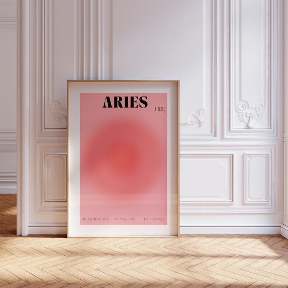 Aura Aries Zodiac Poster Spiritual Wall Art Astrology Print Manifestation Decor Aries Gift Room Decor For Teens Spiritual