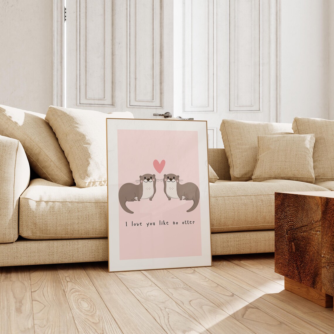 I Love You Like No Otter Cute Sea Otter Couple Valentine Poster - Image 3