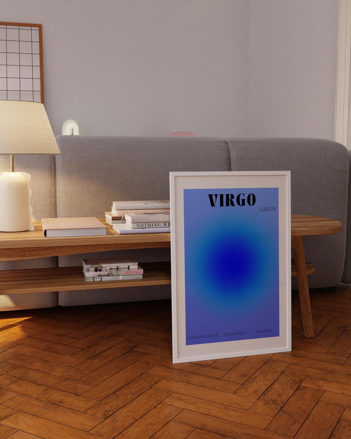 Virgo Earth Sign Blue Aura Gradient Zodiac Astrology Birthday Poster - Image 5