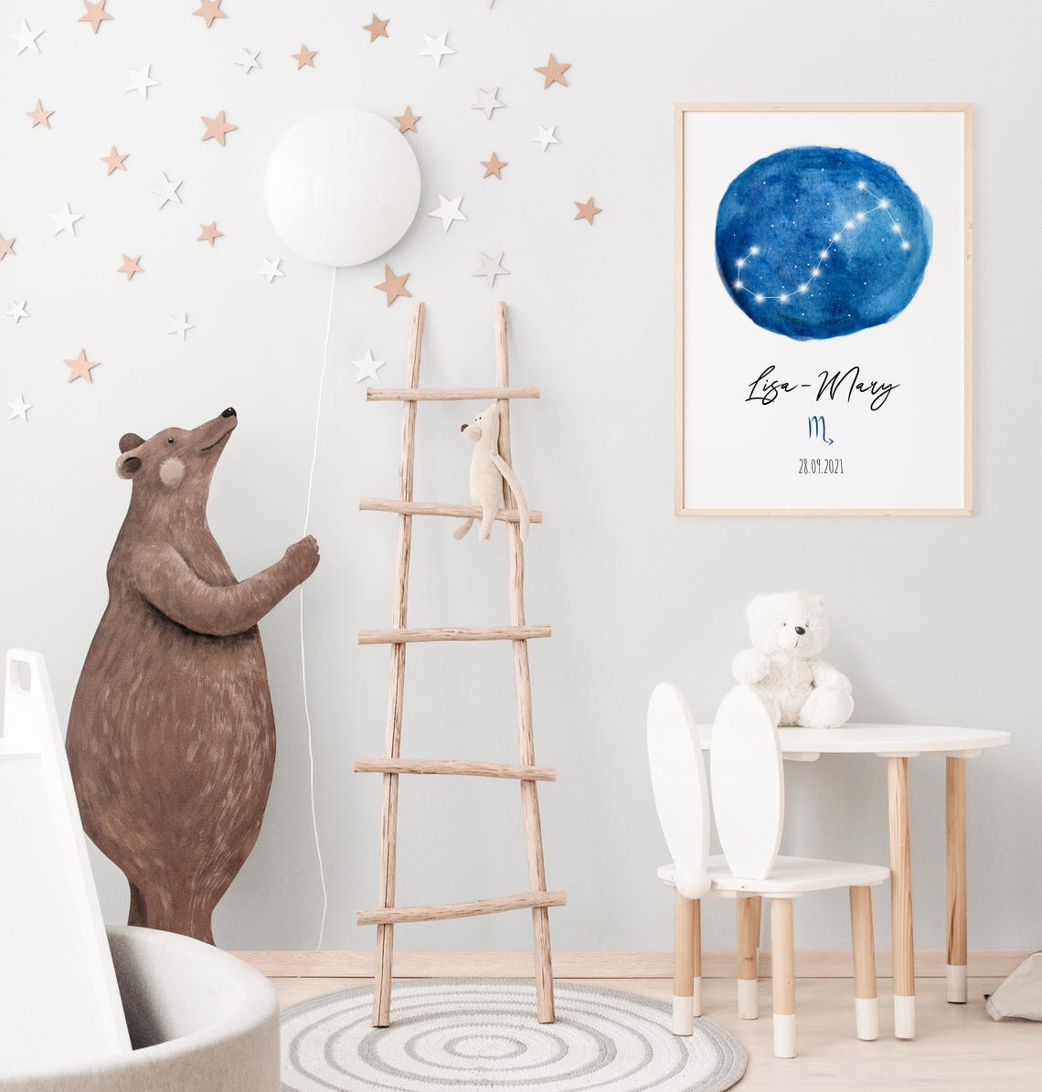 Scorpio Constellation Blue Circle Personalized Name Gift Poster - Image 4