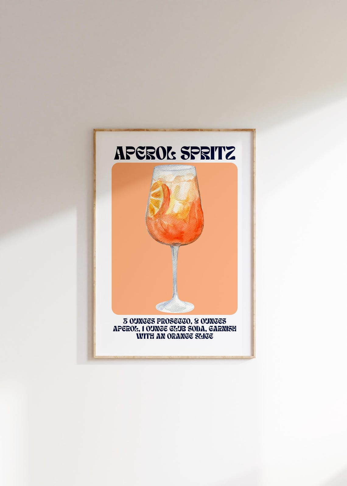 Aperol Spritz Watercolor Cocktail Poster Retro Recipe Wall Decor Art - Image 4