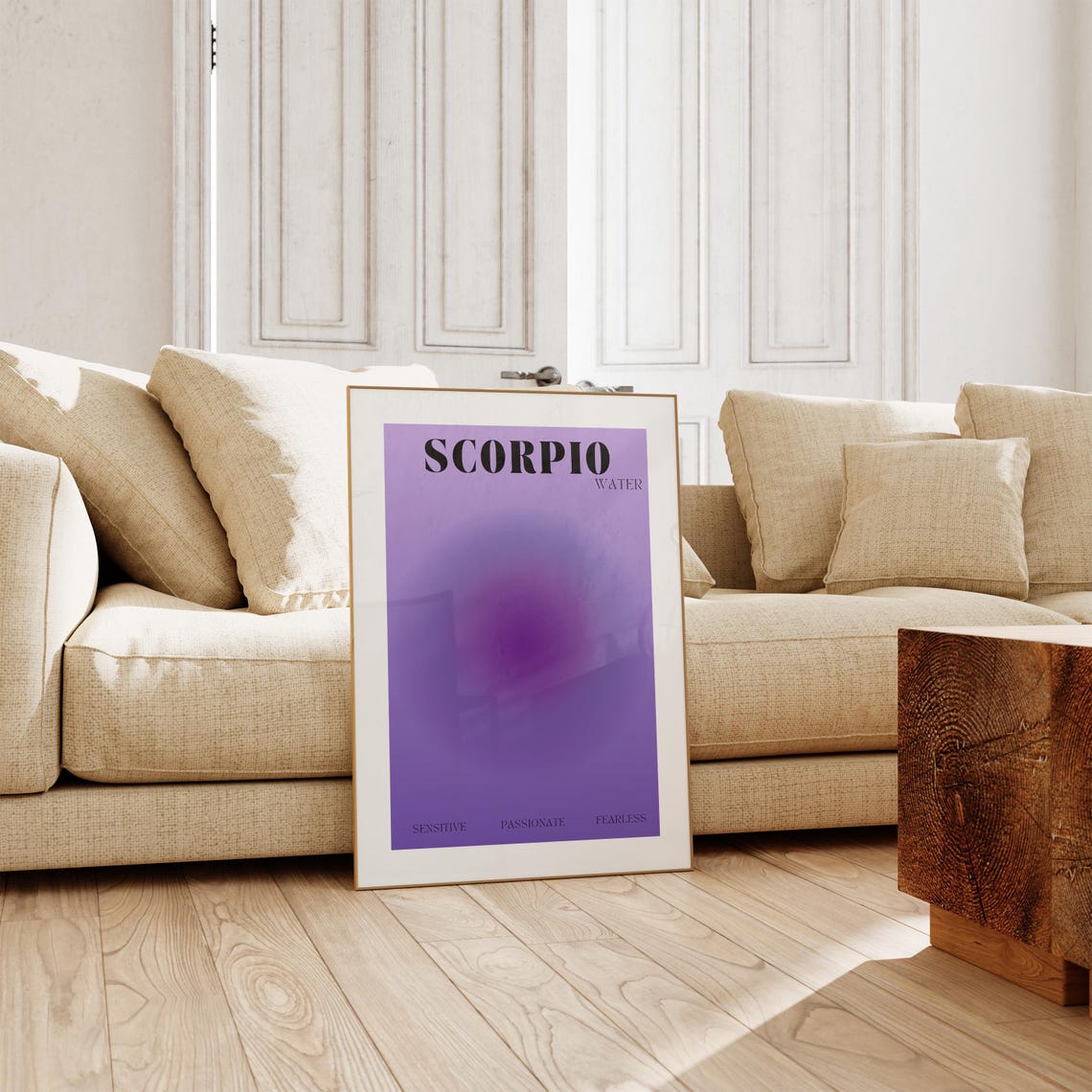 Scorpio Water Sign Purple Aura Gradient Zodiac Astrology Poster - Image 2