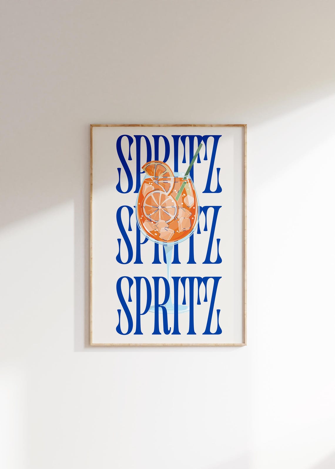 Spritz Blue Typography Poster Orange Cocktail Glass Retro Bar Art - Image 4