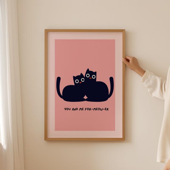 Cat Lover Gift Poster For Room Decor Funny Dopamine Wall Art Valentine Girlfriend And Anniversary Print Valentines