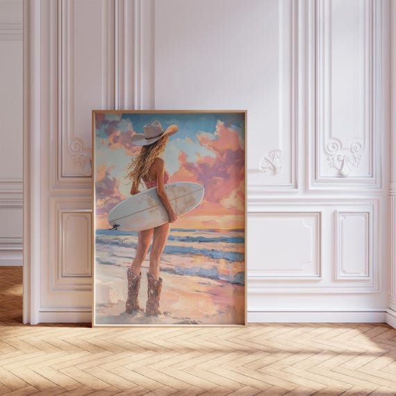 Coastal Cowgirl Poster Or Surf Poster Coastal Print Ocean Print Retro Surf Poster For Teenage Girl Gift Vintage Surf Poster Beach Decor
