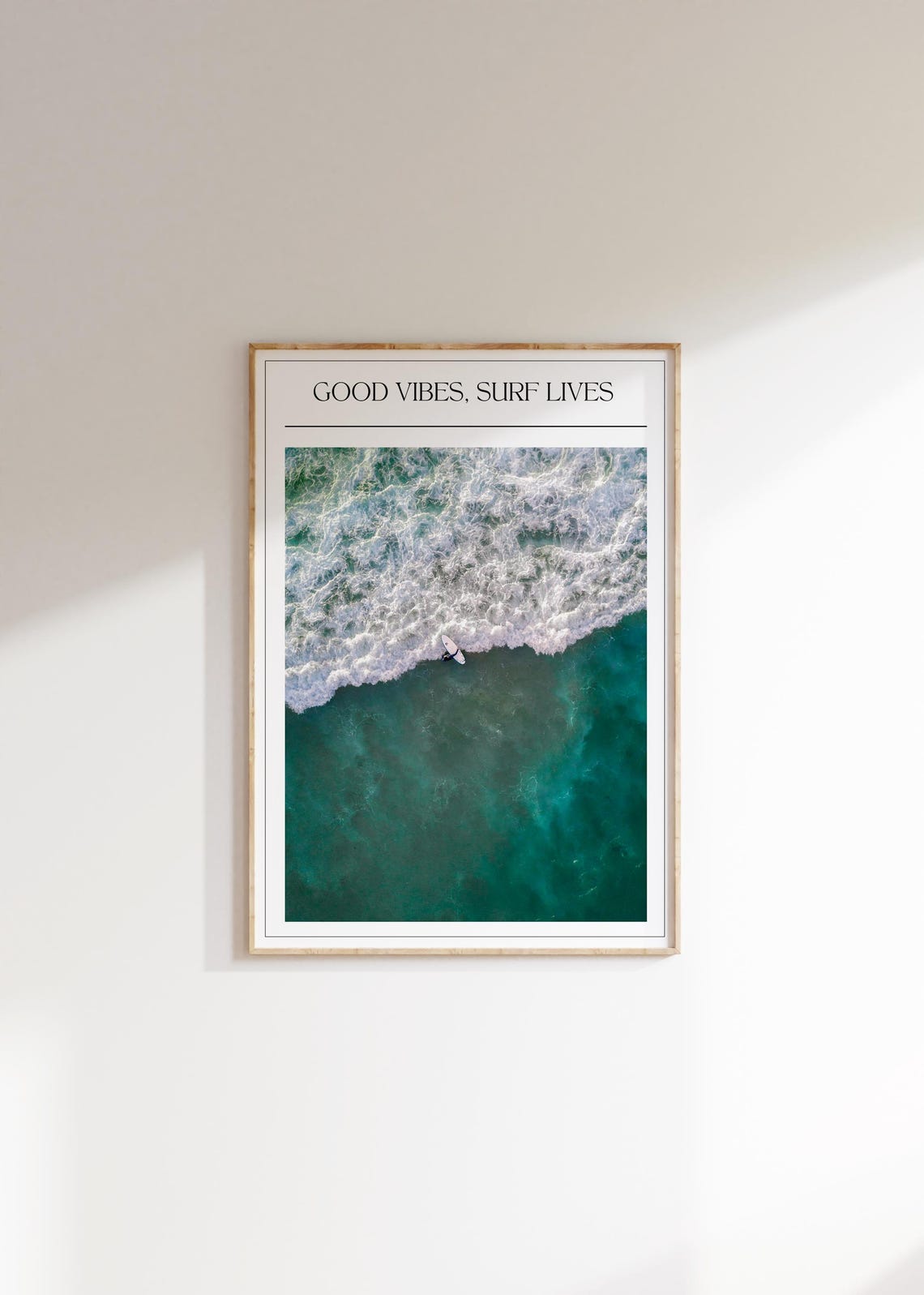 Good Vibes Surf Lives Aerial Ocean Wave Photo Art Wall Poster - Image 4