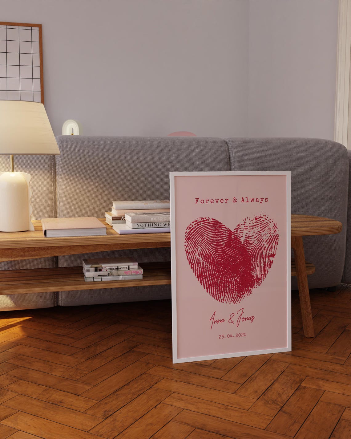 Forever And Always Fingerprint Heart Poster Personalized Couple Decor - Image 5