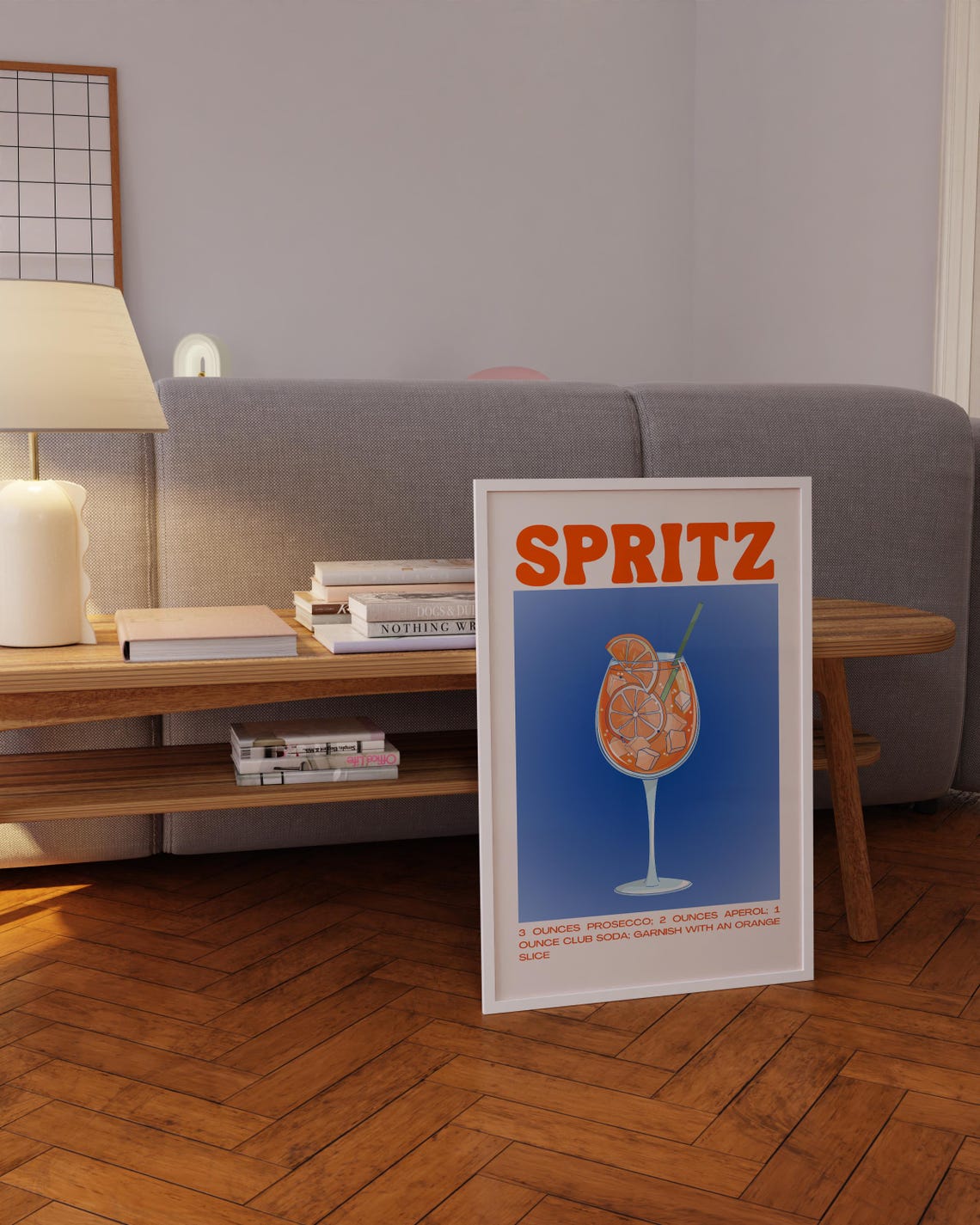 Spritz Aperol Cocktail Recipe Poster Retro Orange Blue Kitchen Art - Image 5