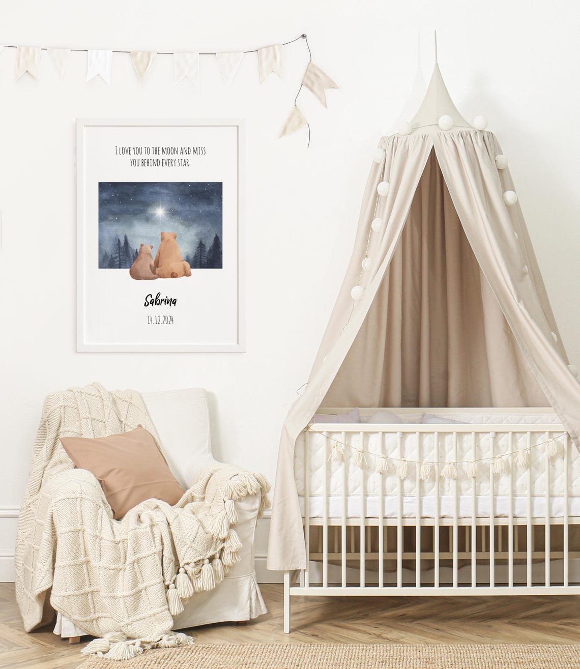 Personalized Bears Watching Stars Night Sky Memorial Quote Poster - Image 2