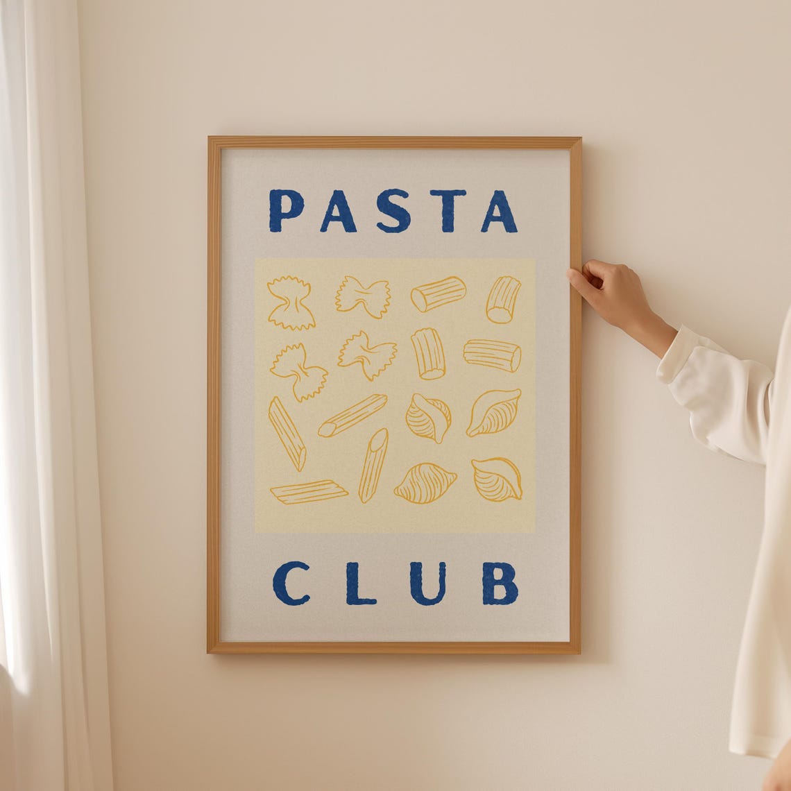 Pasta Club Pasta Shapes Italian Kitchen Typography Poster For Kitchens