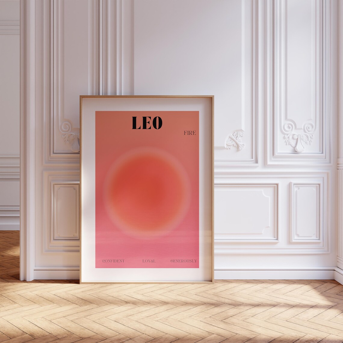 Aura Leo Zodiac Poster, Aesthetic Astrology Art Print