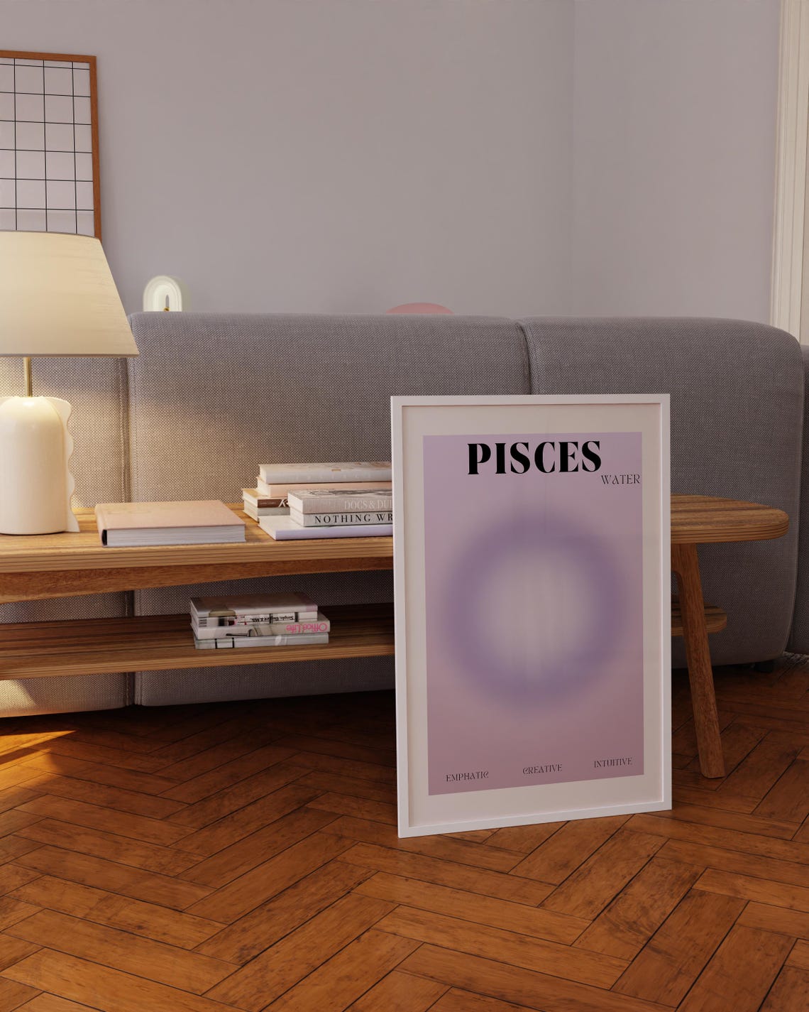 Pisces Water Sign Lavender Aura Gradient Zodiac Astrology Poster - Image 5