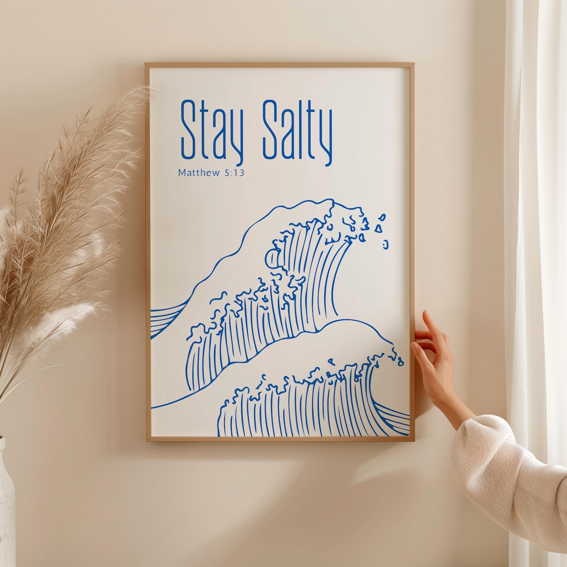 Stay Salty Beachy Scripture Art Print, Modern Coastal