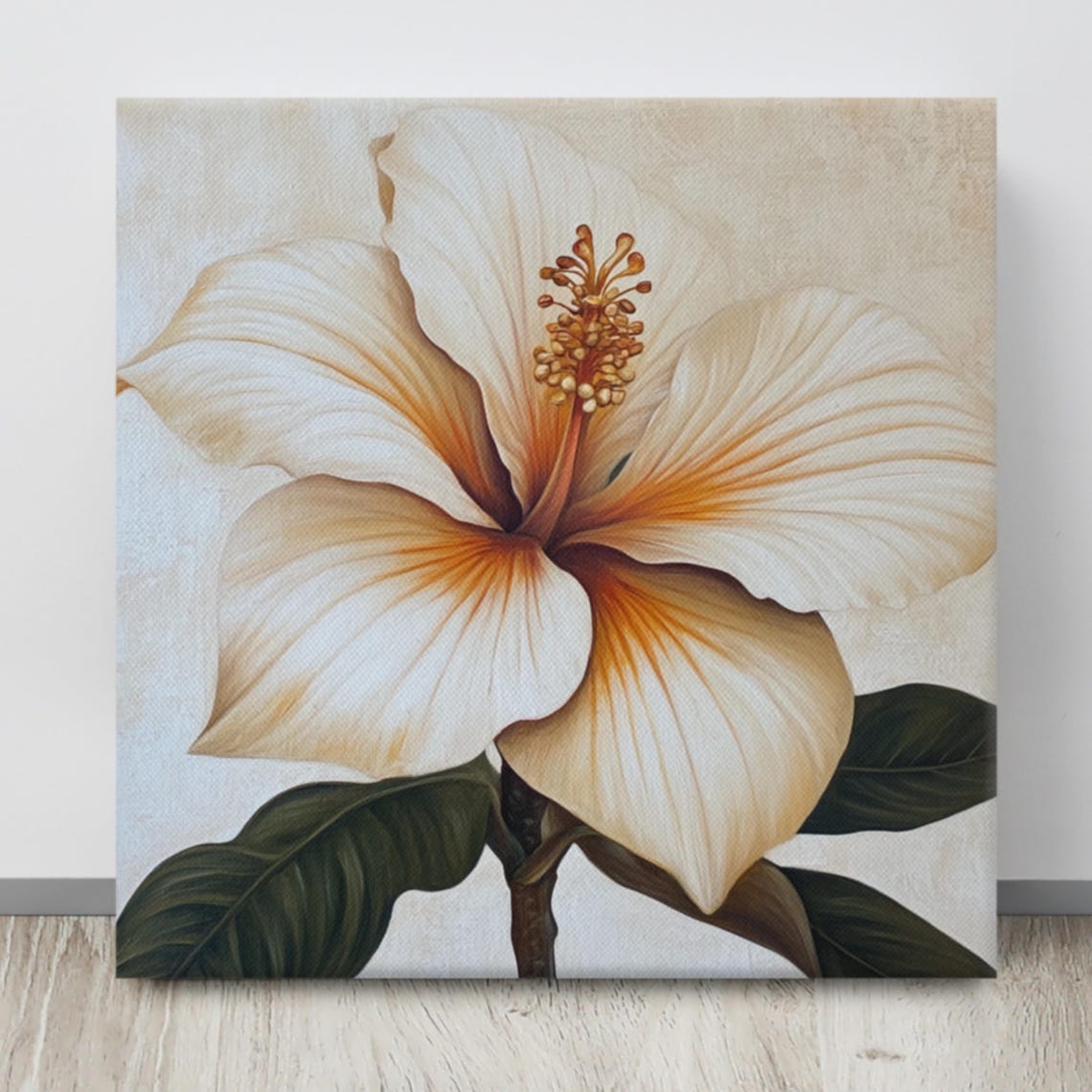 Cream White Hibiscus Flower Neutral Beige Botanical Wall Poster - Image 4