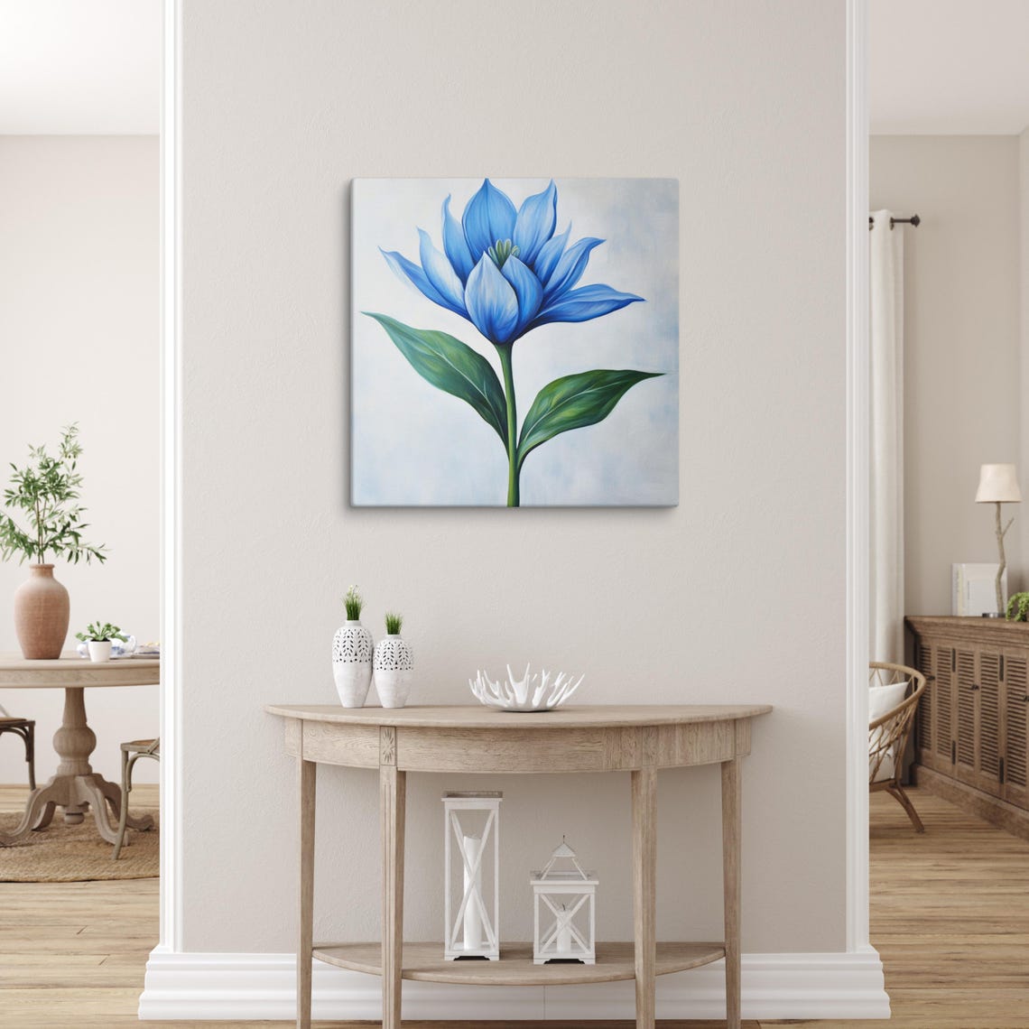 Blue Star Flower Bloom Minimalist Botanical Painting Art Poster - Image 5