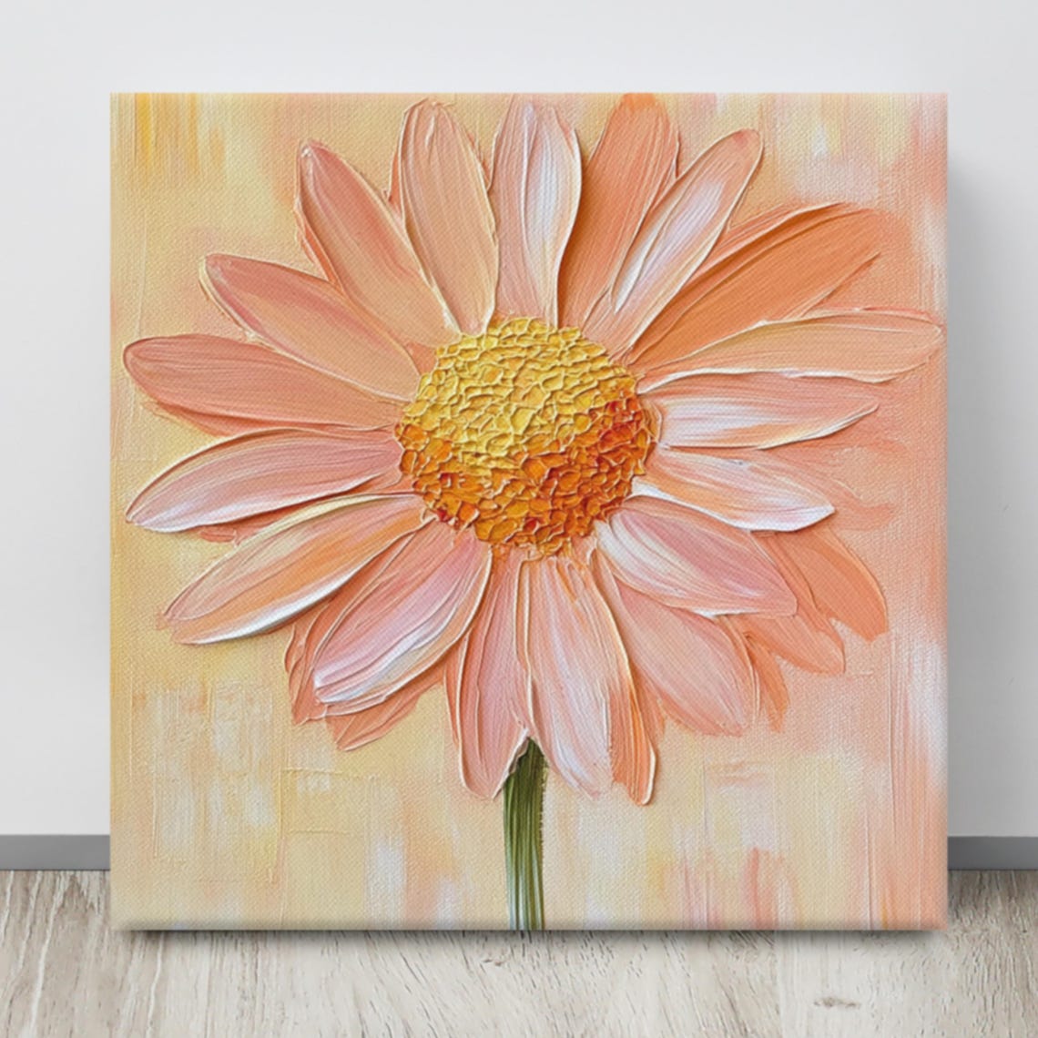 Peach Daisy Impasto Textured Petals Botanical Floral Art Poster - Image 4