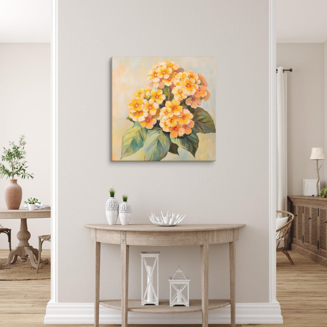 Orange Lantana Flower Print Living Room Wall Art Flower Wall Art Flower Painting Print Lantana Art Print Plant Art Print - Image 3