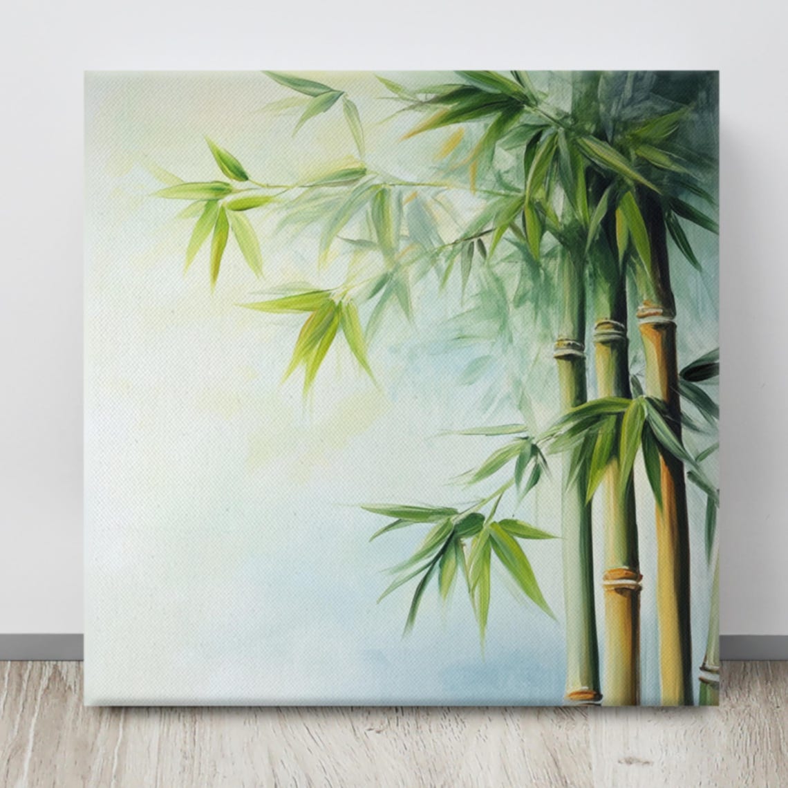 Green Bamboo Stalks Soft Mist Botanical Plant Wall Art Poster - Image 5