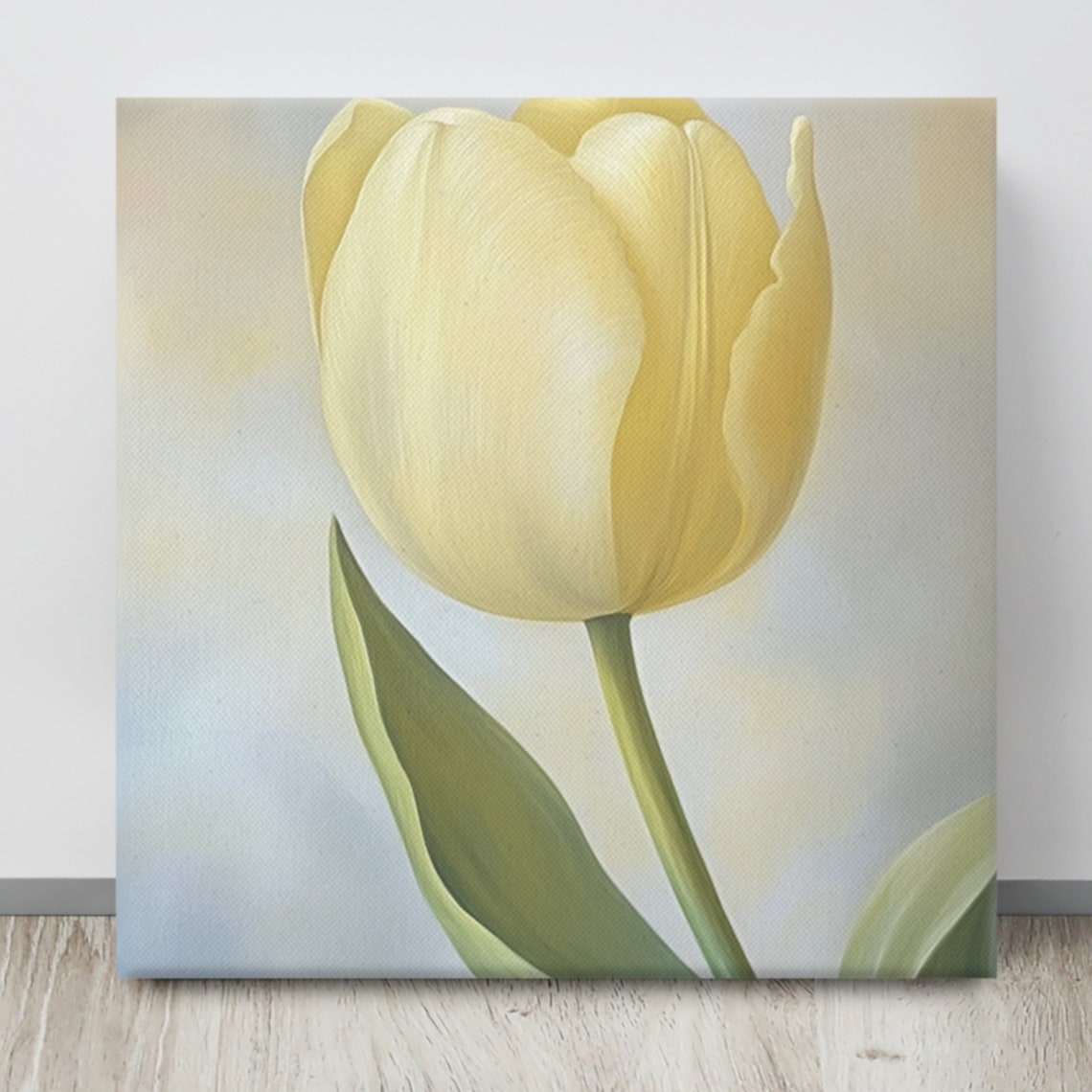 Pale Yellow Tulip Minimalist Soft Pastel Floral Wall Art Poster - Image 4