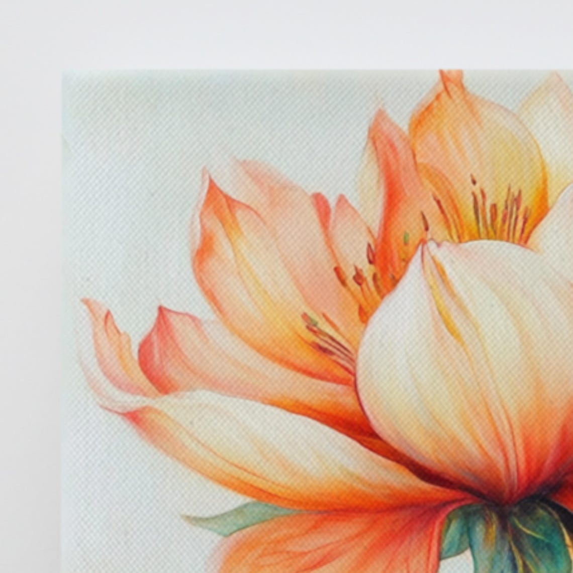 Orange Dahlia Blossom Soft Painterly Floral Art Canvas Poster - Image 3