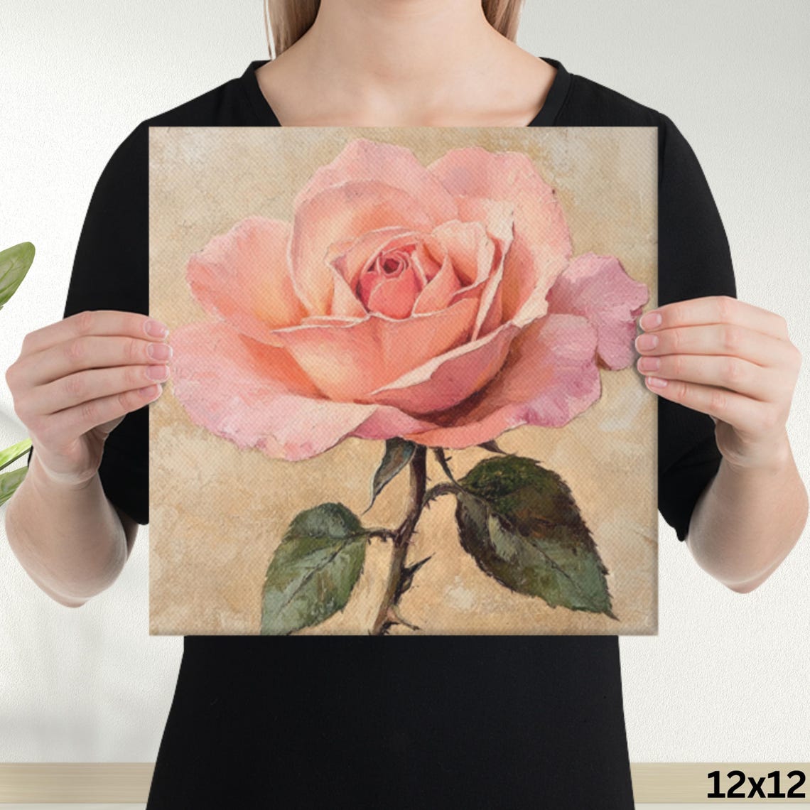 Pink Rose Bloom Close-Up Vintage Painterly Floral Art Poster - Image 3