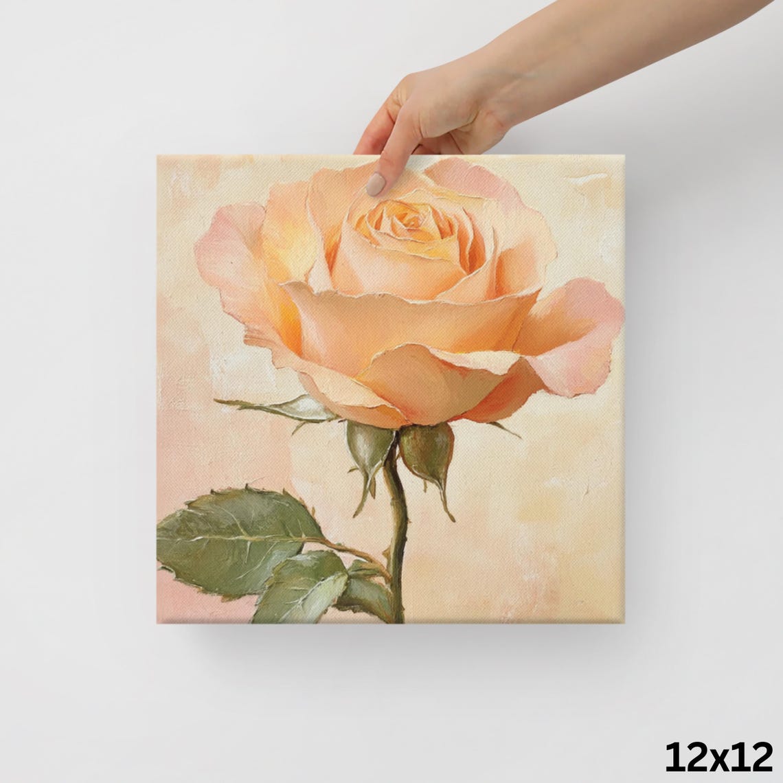 Peach Rose Single Bloom Warm Beige Botanical Floral Art Poster - Image 2