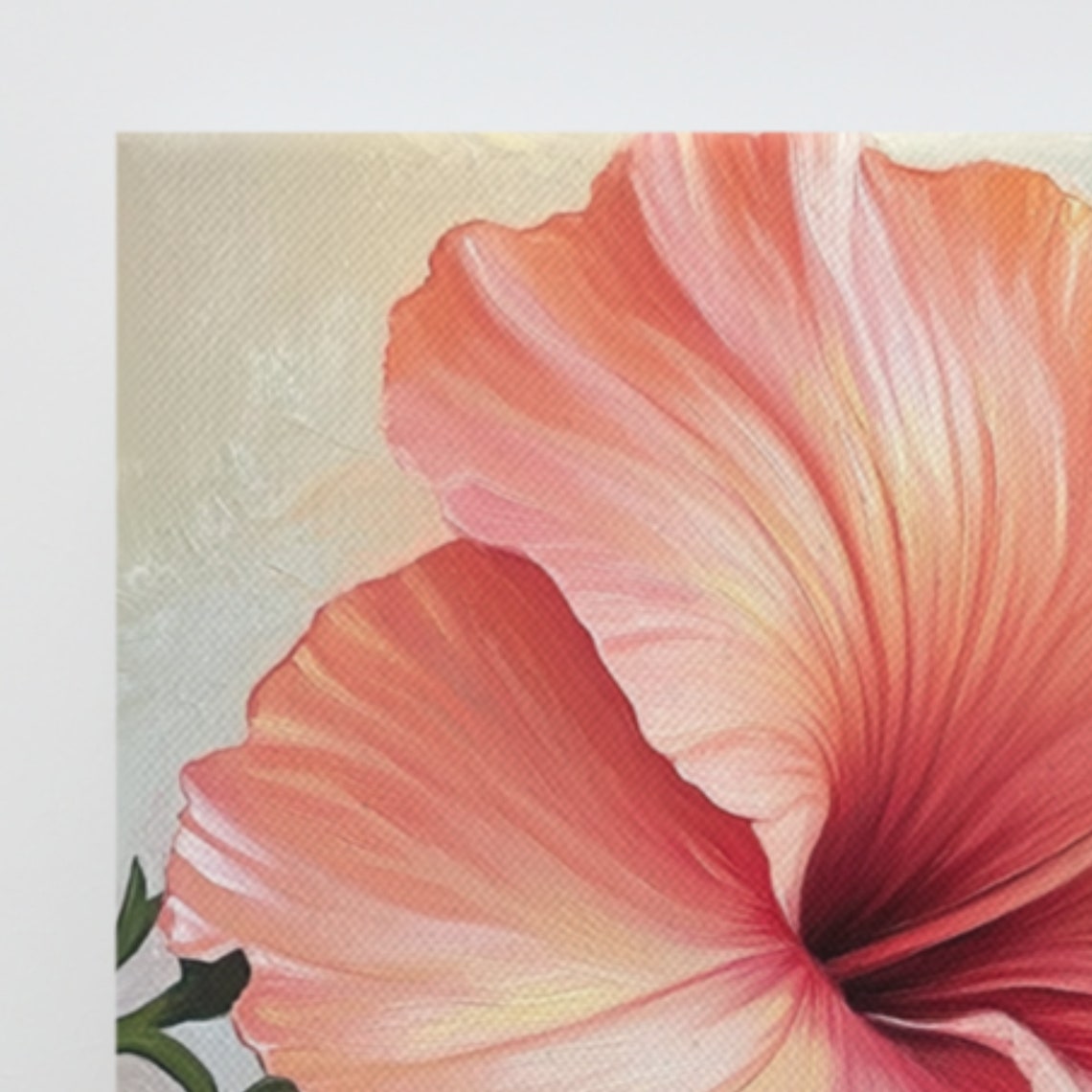 Pink Hibiscus Flower Close Up Tropical Blossom Painting Poster - Image 3