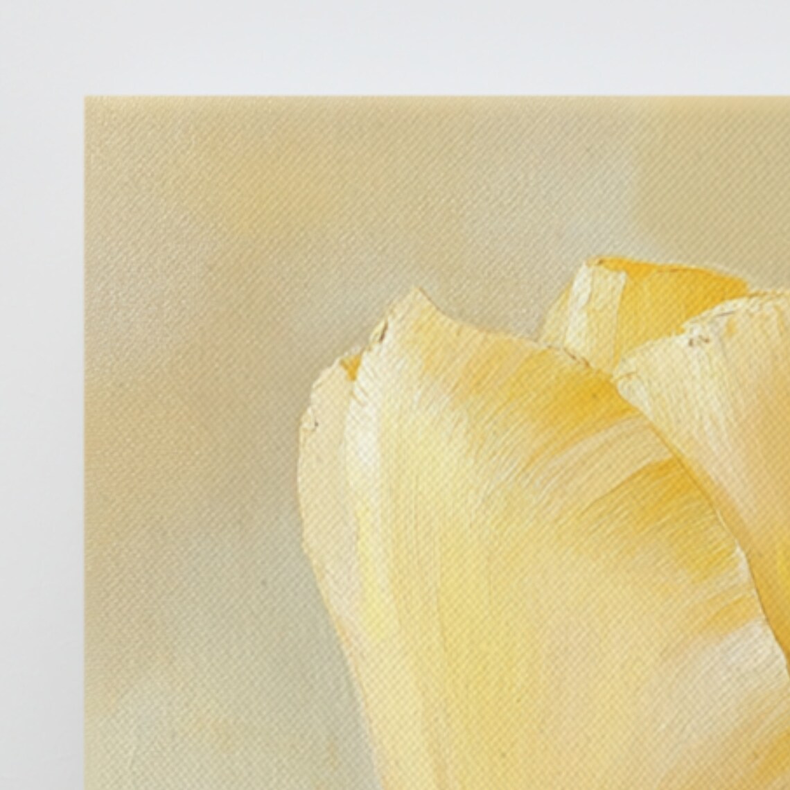 Yellow Tulip Bloom Soft Cream Minimal Background Painting Art Poster - Image 3