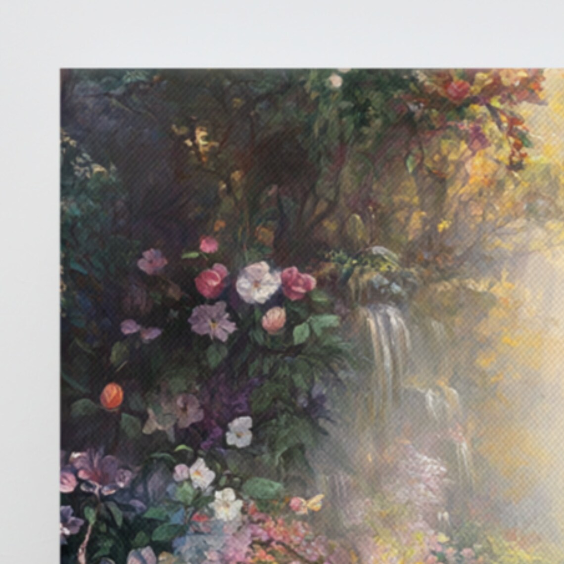Enchanted Fairy Garden Glowing Path Butterflies Flowers Canvas Art Print - Image 2