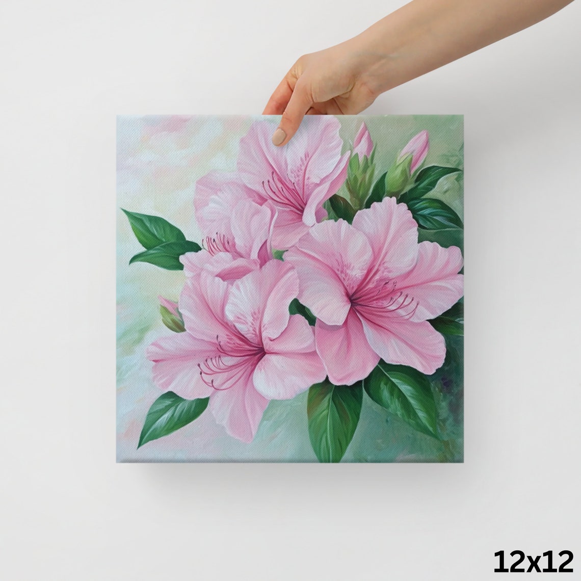 Pink Azalea Blossoms Cluster Watercolor Painting Wall Art Poster - Image 2
