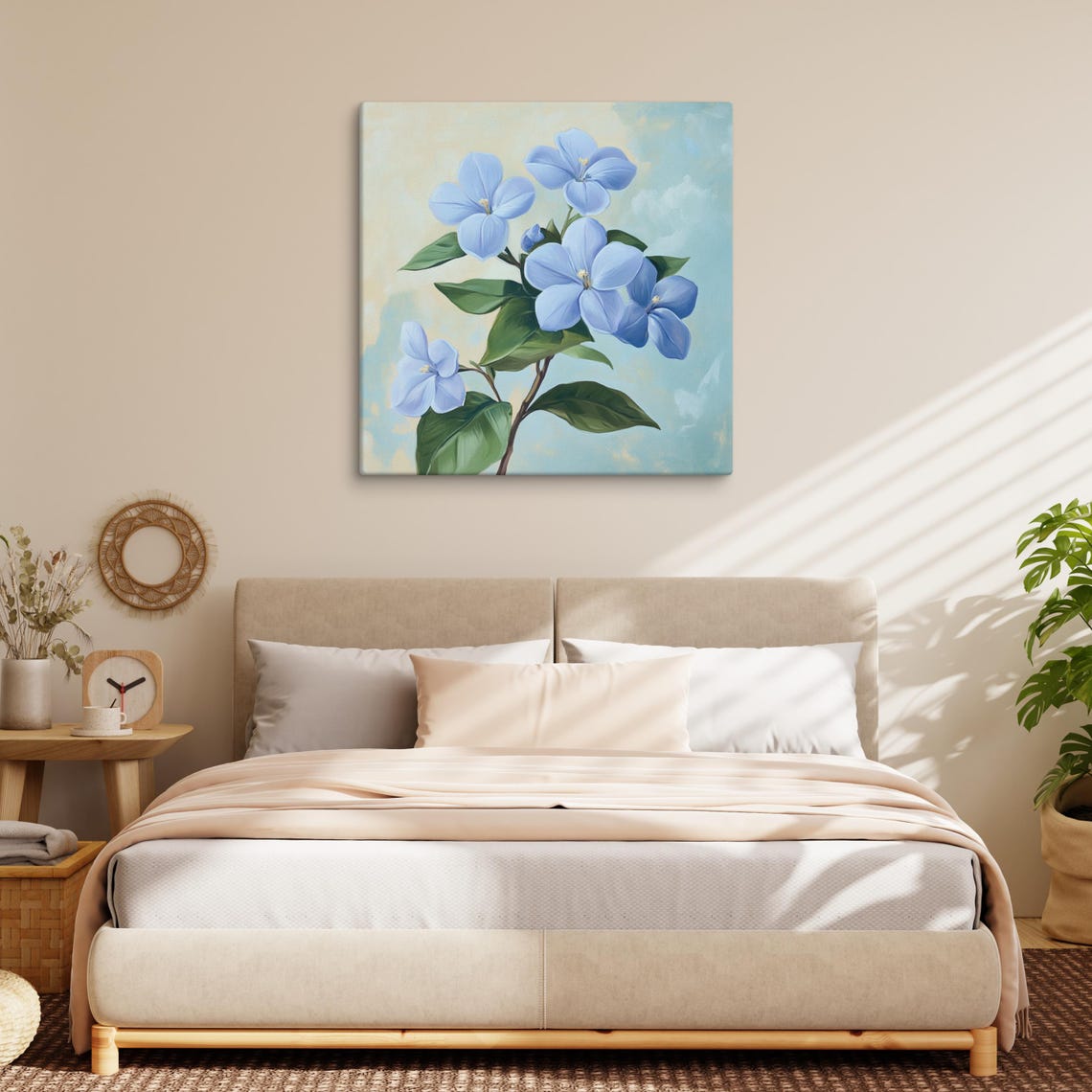 Blue Leadwood Flowers Soft Pastel Cluster Botanical Painting Print - Image 2