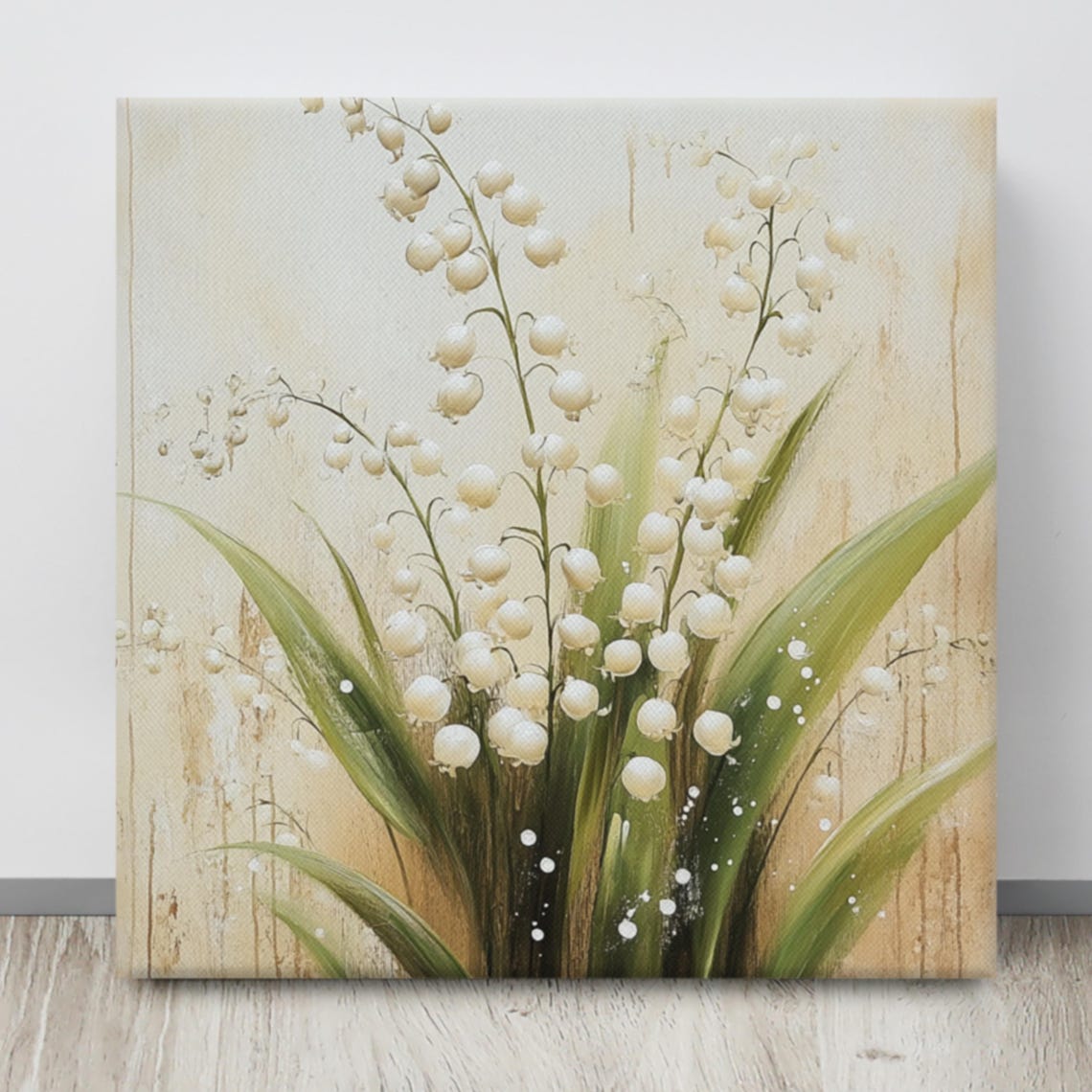 Lily Of The Valley Print Large Painting Print Flower Wall Art Nature Art Lily Of The Valley Painting Print Beige Wall Art - Image 4